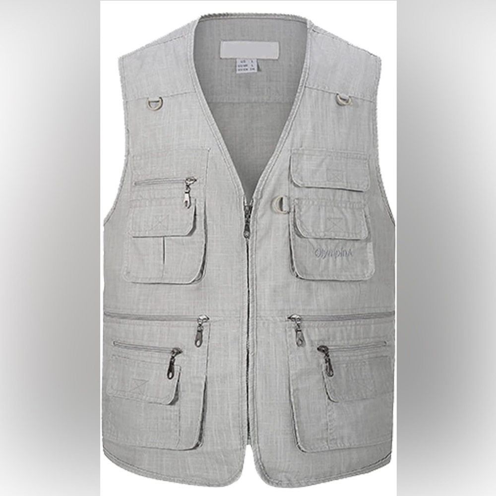 Olympina Men's Multiple Pockets Outdoor Fishing Travel Safari Vest Jacket